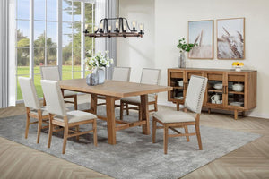 Middleton - Extension Leaf Dining Set With Upholstered Chairs Light Brown 7 Pc. Table, 6 Chairs