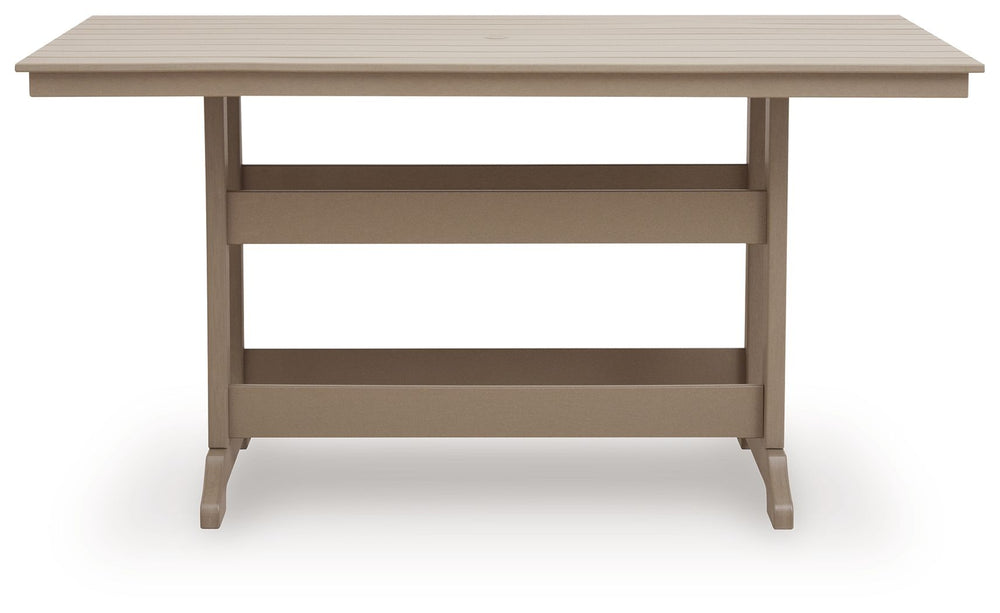 Seacliff Beach - Rectangular Counter Height Dining Table With Umbrella Option - Medium Brown
