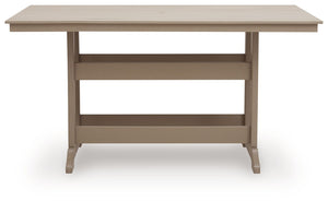 Seacliff Beach - Rectangular Counter Height Dining Table With Umbrella Option - Medium Brown