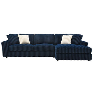 Breton - Sectional Sofa With 4 Pillows - Blue Corduroy