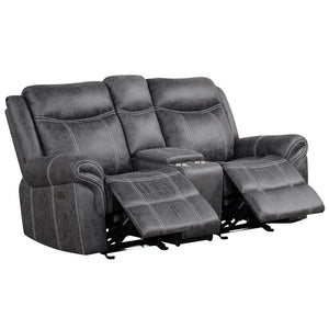 Zubaida - Loveseat w/USB Dock & Console (Glider & Motion) Dark Gray