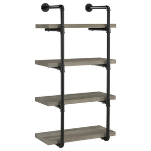 Elmcrest - 4-Shelf Wall Bookshelf Gray 24"W x 12"D x 46"H