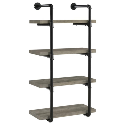Elmcrest - 4-Shelf Wall Bookshelf Gray 24"W x 12"D x 46"H