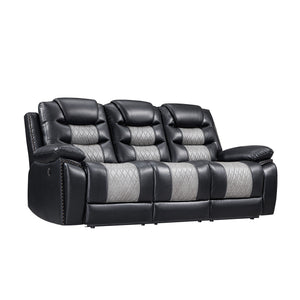 Nikko - Sofa With Dual Recliner Black Power Reclining