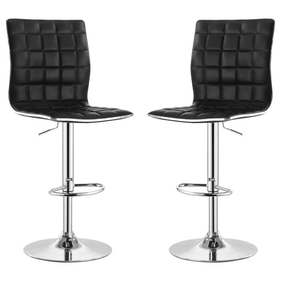 Ashbury - Upholstered Adjustable Bar Stool (Set of 2) Black