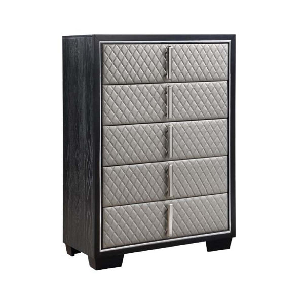 Nicola - Chest - Silver Synthetic Leather & Black