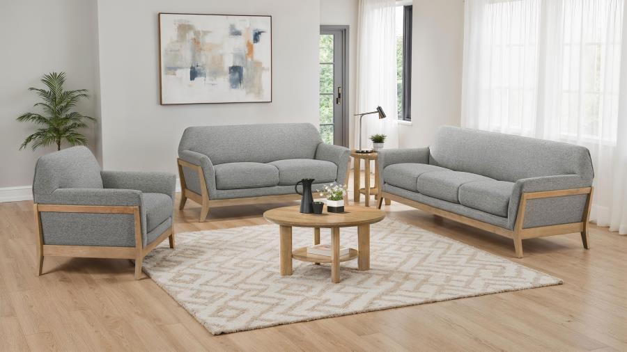 Vaughn - Fabric Upholstered Flared Arm Sofa Set Gray 2 Pc. Sofa, Loveseat