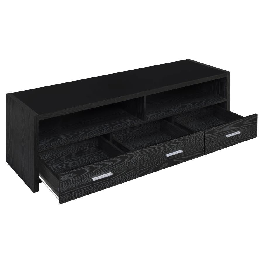 Alton - 3-drawer Black Oak TV Console Black 61"W x 18"D x 20"H