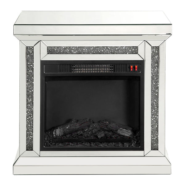 Noralie - 29" Fireplace - Mirrored & Faux Diamonds