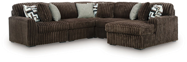 Midnight-Madness - Sectional Dark Brown 5 Pc. Right Arm Facing Corner Chaise Sectional
