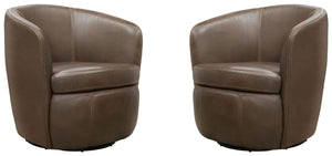 Barolo - 100% Italian Leather Swivel Club Chair (Set of 2)