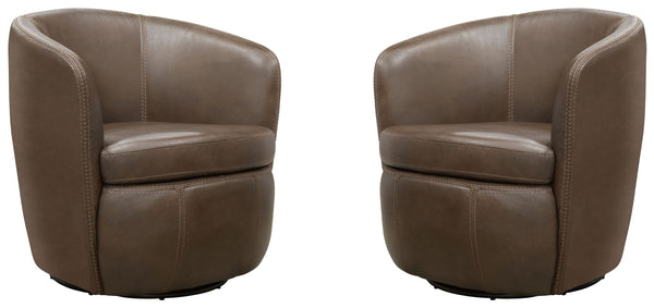 Barolo - 100% Italian Leather Swivel Club Chair (Set of 2)