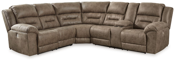 Ravenel - Power Reclining Sectional Pearl Silver 3 Pc. Power Reclining Sectional With Right Arm Facing Power Reclining Loveseat With Console
