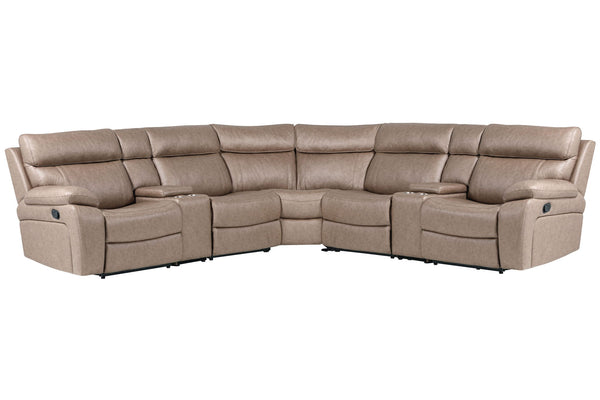 Theon - Modular Manual Reclining Sectional And Entertainment Console Dark Brown 7 Pc. Sectional