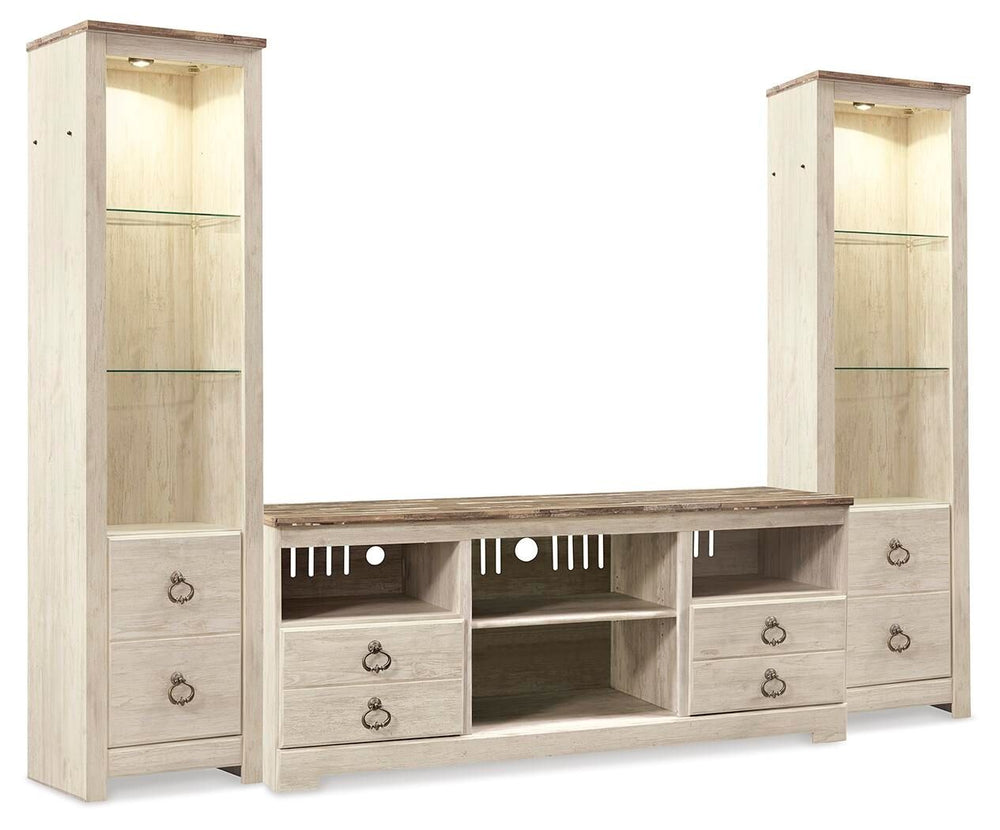 Willowton - Entertainment Center With Fireplace Option Beige 5 Pc. Entertainment Center With Electric Fireplace
