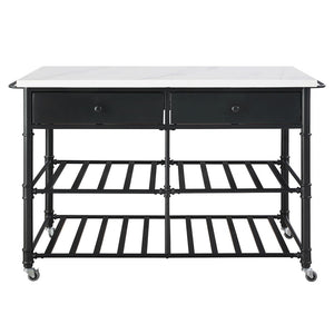 Emery - Kitchen Island - White Cultured Marble Top & Gray