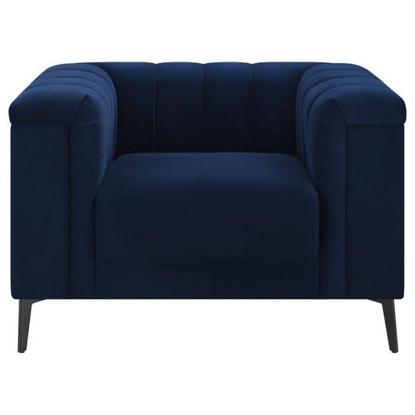 Chalet - Upholstered Tuxedo Arm Tufted Chair - Blue