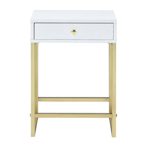 Coleen - Accent Table - White & Brass