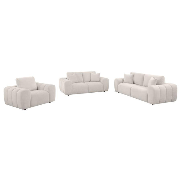 Burnett - Chenille Upholstered Sofa Set Beige 3 Pc. Sofa, Loveseat, Chair