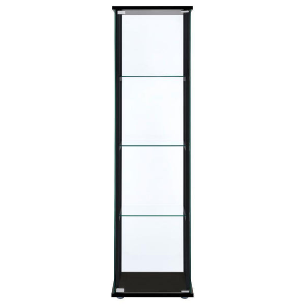 Cyclamen - 4-Shelf Clear Glass Curio Display Cabinet - Black