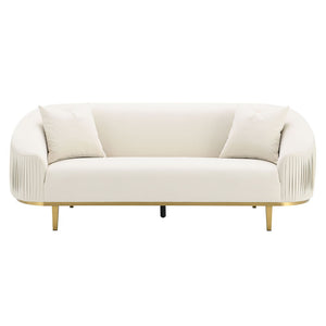 Martina - Sofa With 2 Pillows - Ivory Velvet