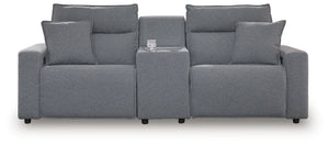ModMax II - Salt And Pepper - Reclining Sectional Gray 3 Pc. Power Reclining Sectional With Audio Console
