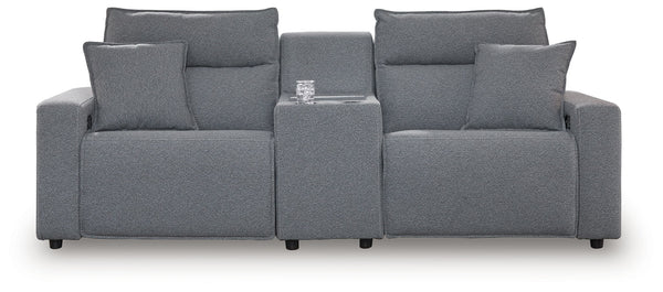 ModMax II - Salt And Pepper - Reclining Sectional Gray 3 Pc. Power Reclining Sectional With Audio Console