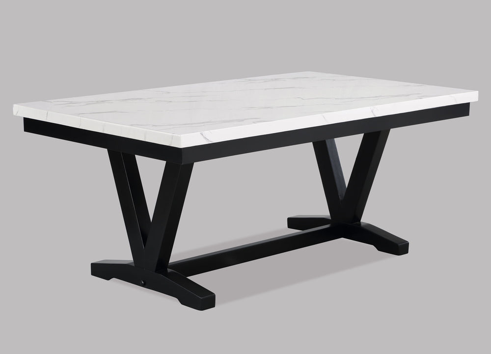 Tanner - Dining Table, Faux Carrara Marble - White / Black