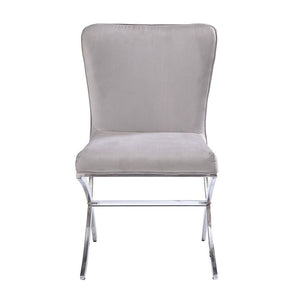 Daire - Side Chair (Set of 2) - Light Gray Velvet & Chrome