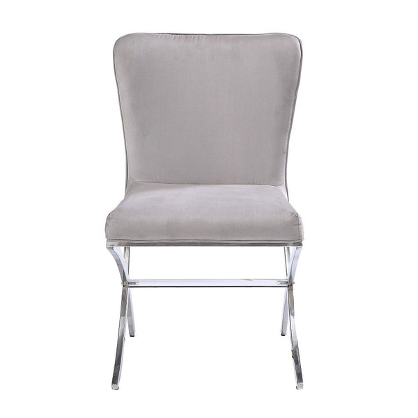 Daire - Side Chair (Set of 2) - Light Gray Velvet & Chrome