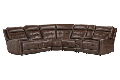 Canterbury - Zero Gravity Modular Power Reclining Sectional Dark Brown 6 Pc. Sectional