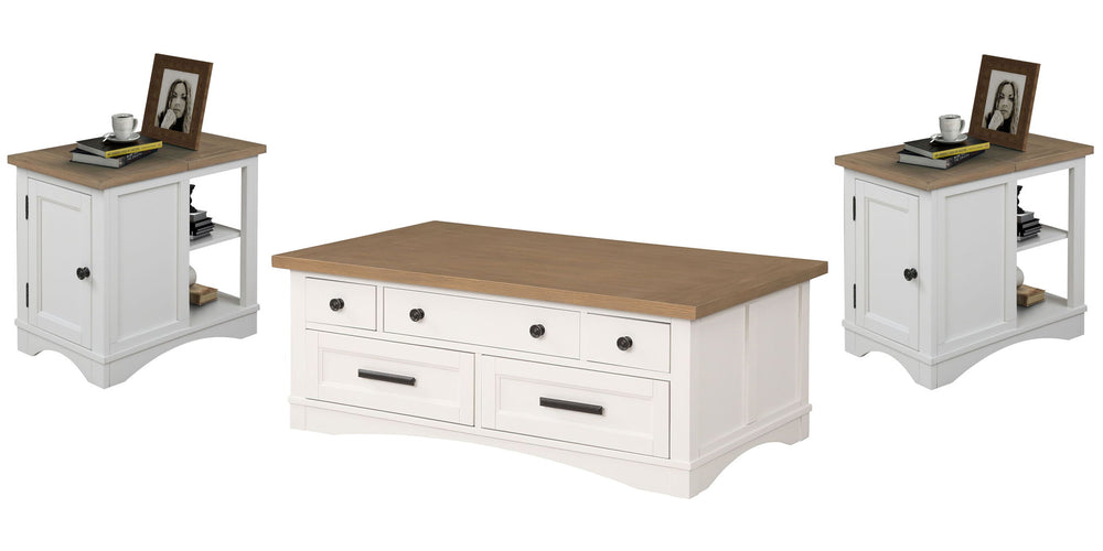 Americana Modern - Lift Top Cocktail Table Set Cotton 3 Pc. Lift Top Cocktail Table, 2 End Tables