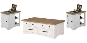 Americana Modern - Lift Top Cocktail Table Set Cotton 3 Pc. Lift Top Cocktail Table, 2 Chairside Tables