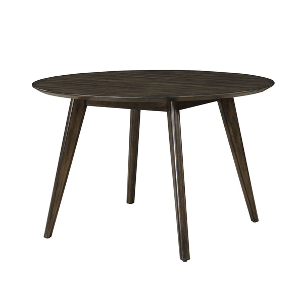 Rex - 48" Round Dining Table & 4 Open Back Chairs - Dark Brown