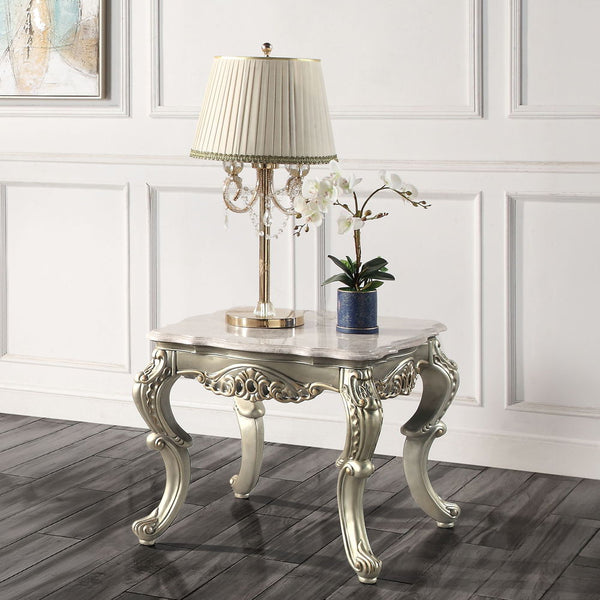 Miliani - Table With Marble Top Pearl Silver End Tables