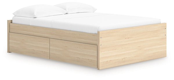Onita - Platform Bed Light Brown Full 1 Side Storage