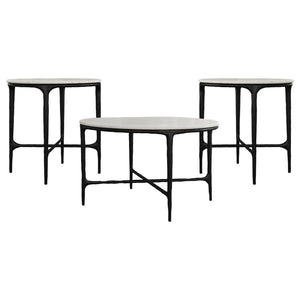 Hermas - Round Marble Coffee And End Table Set