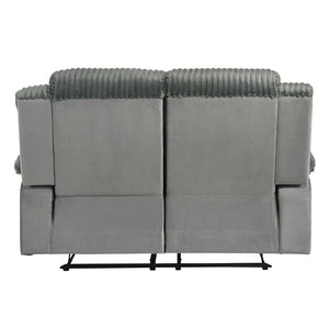 Lesley - Motion Loveseat - Gray Corduroy & Velvet