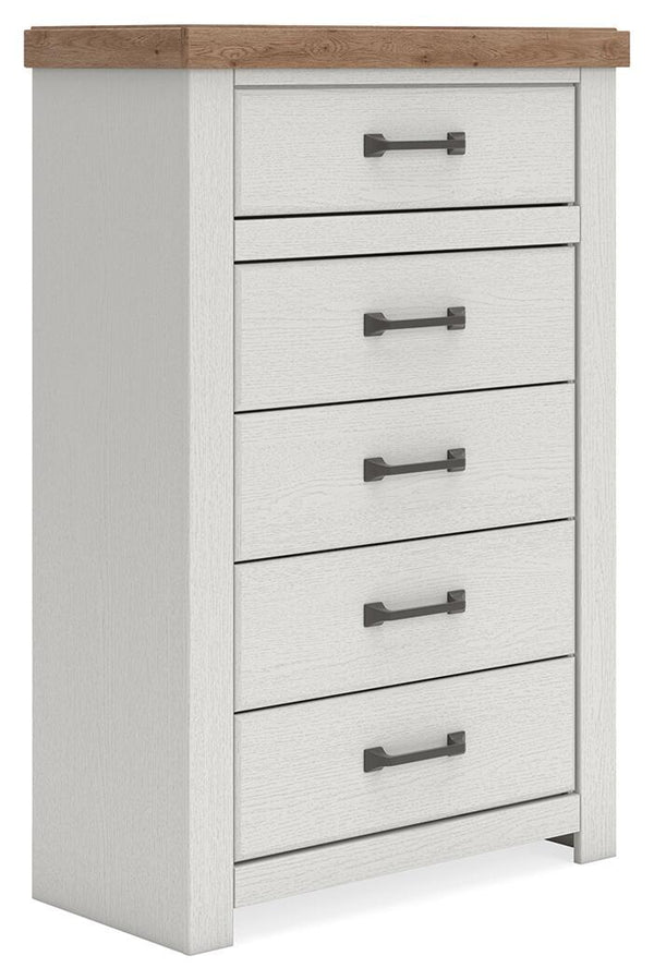 Savonport - Five Drawer Chest - White / Brown
