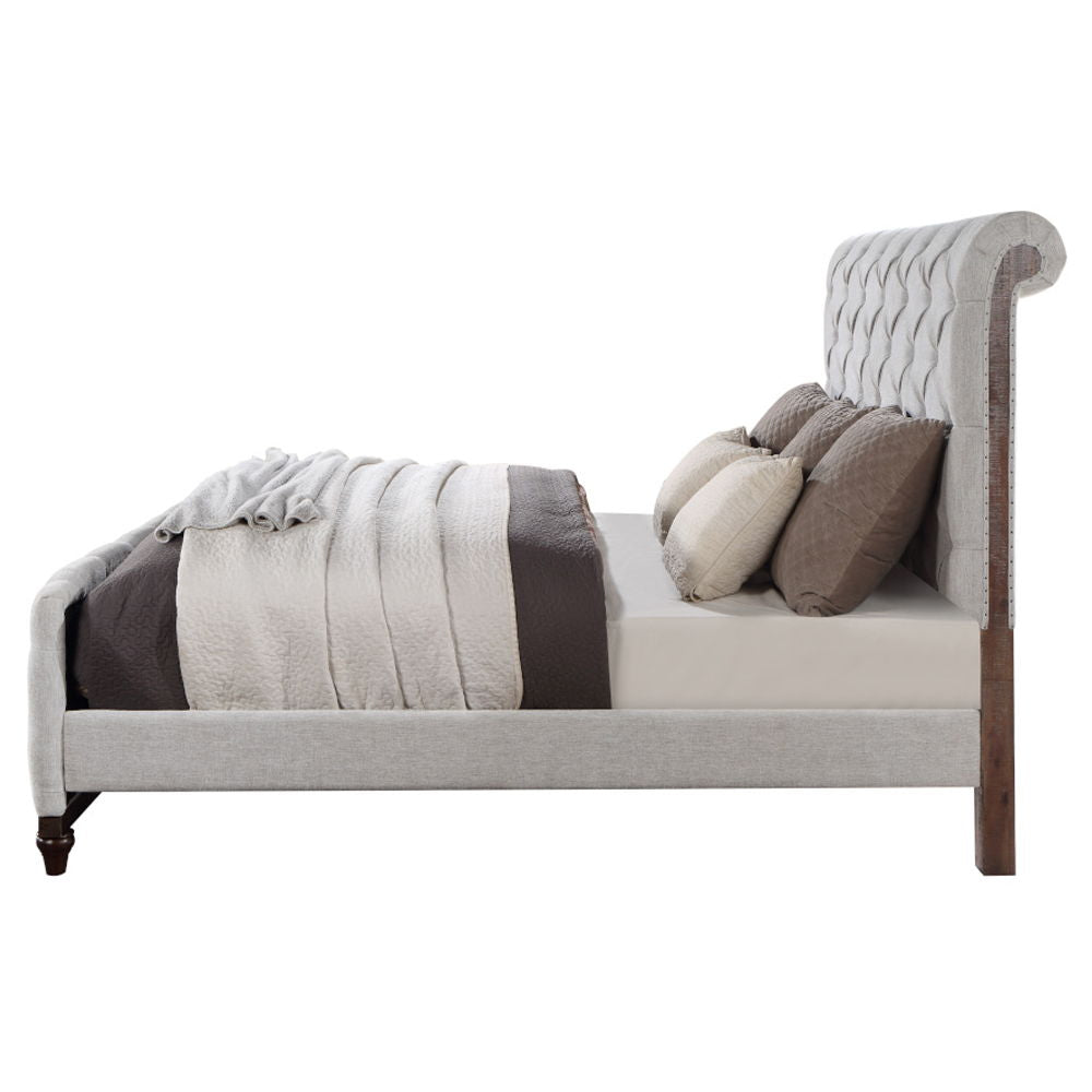 Andria - Upholstered Bed Reclaimed Oak