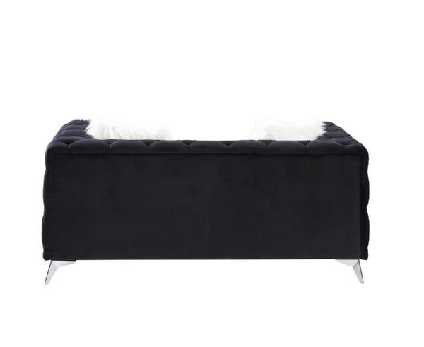 Phifina - Loveseat With 2 Pillows - Black Velvet