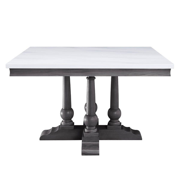 Yabeina - Square Dining Table - Marble Top Top & Gray Oak