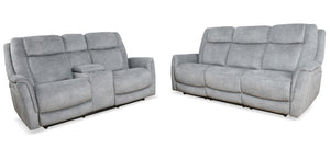 Linus - Power Reclining Sofa Set Hudson Gray 2 Pc. Sofa, Loveseat