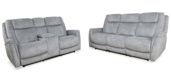 Linus - Power Reclining Sofa Set Hudson Gray 2 Pc. Sofa, Loveseat