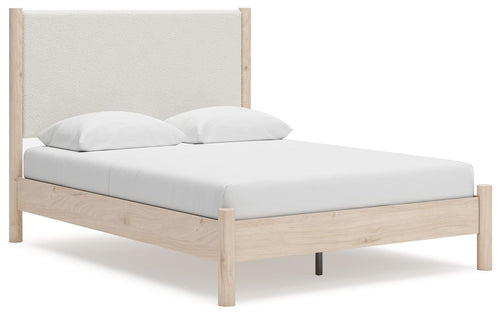 Cadmori - Upholstered Panel Bed Beige Queen