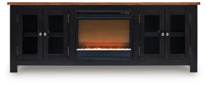 Wildenauer - 76" TV Stand With Electric Fireplace Black Faux Crystals Fireplace Insert