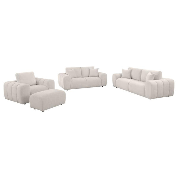 Burnett - Chenille Upholstered Sofa Set Beige 4 Pc. Sofa, Loveseat, Chair, Ottoman