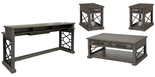 Sundance - Cocktail Table Set Dark Gray 4 Pc. Cocktail Table, 2 Chairside Tables, Console Table