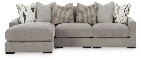 Aslan Court - Sectional Gray 3 Pc. Sofa Sectional With LAF Corner Chaise