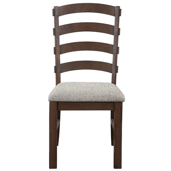 Pascaline - Side Chair (Set of 2) - Gray Fabric, Rustic Brown & Oak